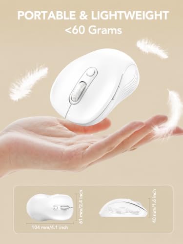 Image of Trueque Wireless Mouse for Laptop, Ergonomic 6-Button Mouse, Pure White | 2.4GHz USB receiver, back /forward buttons, 3 adjustable DPI levels, silent clicks, USB-C adapter, Windows /Mac /Chrome OS /Linux