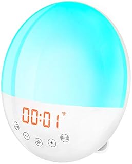 2020 WiFi Alarm Clock Digital Sunrise Sunset Simulation Wake Up Light Alarm Clock, 30 Selectable Brightness, Snooze Function, FM Radio, 10 Sounds, Compatible with Amazon Alexa Google Home App