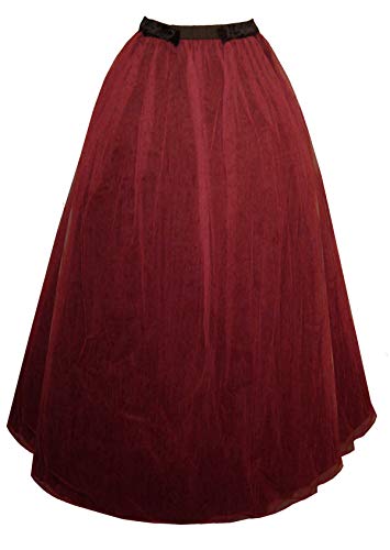 Gothic Victorian Steampunk Stage Theater Medieval Renaissance Lolita Tulle Crinoline Skirt (Red Black)
