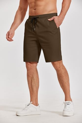 Image of COOFANDY Mens Casual Shorts Cotton Elastic Waist Drawstring Shorts Lightweight Summer Beach Shorts
