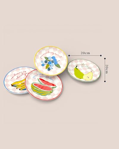 Image of Chumbak Ceramic Dessert Plate Set of 4 | Fruit Design Plates for Serving Cakes, Snacks & Desserts | Cute Birthday & Housewarming Gift for Her | Dining & Tableware
