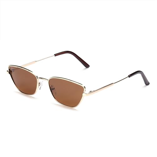 Image of Dervin UV Protected Cat Eye Retro Sunglasses for Women, Metal Frame Shades for Women (Small Size)