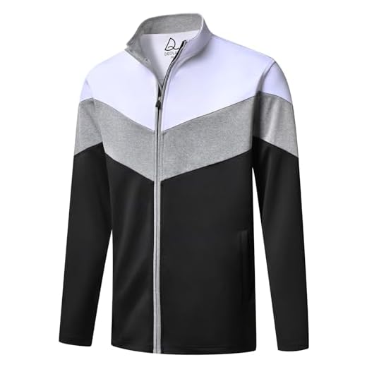 DEOLAX Men Track Jacket Full Zip UP Light Outdoor Sweatshirt Fashion Long Sleeve Casual Golf Jackets for Men Outerwear