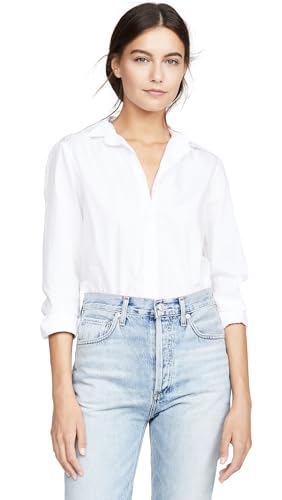 Frank & Eileen Women's Frank Poplin Button Down Shirt, White, S