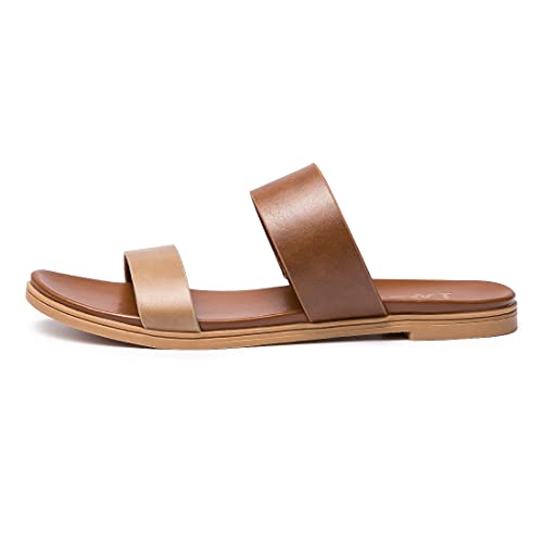 LM Women's Slide Sandals Two Band Slip On Flat Sandals Casual Summer Sandals2