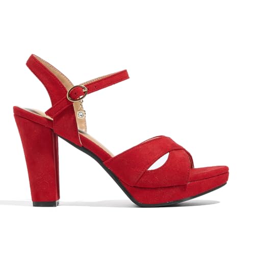 Image of Block Heeled Platform Sandals Chunky Open Toe Shoes for Women