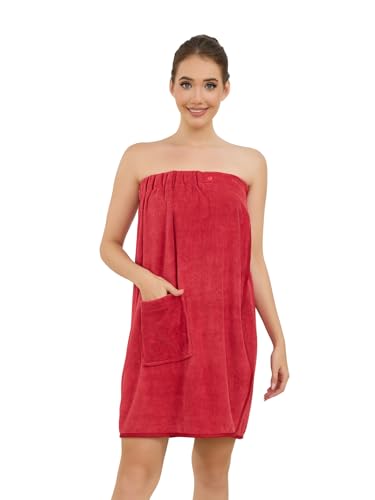 Image of Air Curvey Women's Soft Wrap Towel Shower Wrap Robe Lightweight Spa Body Wrap Adjustable Closure Bathrobe With Pocket