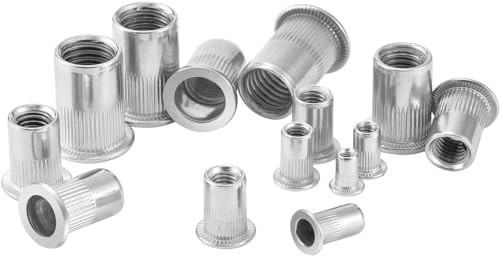 HXJDAM 100 Dadi Rivetti M6 in Acciaio Inox, Rivetti Ciechi a Testa Svasata Piatta, Fissaggio per Metallo, Acciaio, Fibra di Vetro, Plastica