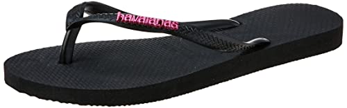 Chinelo Slim Logo Metallic, Havaianas, Feminino, Preto/Pink, 39/40