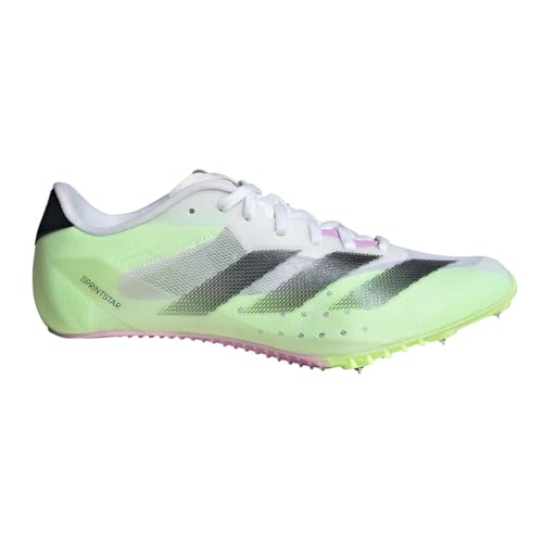 adidas Unisex-Adult Adizero Sprintstar Track and Field Sneaker (Footwear White/Core Black/Green Spark, 15 Men, 16 Women)