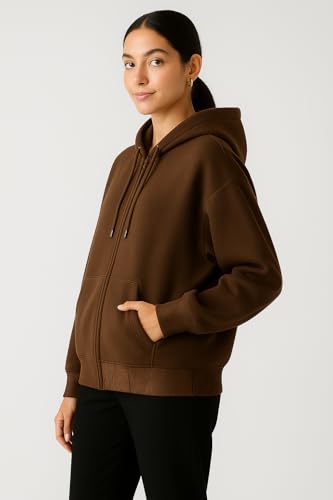 Image of ADBUCKS Women's Oversized Winter Jacket Sweatshirts Casual Drawstring Clothes Zip Up Hoodie with Front Pocket Ii Womens Hoodies Ii