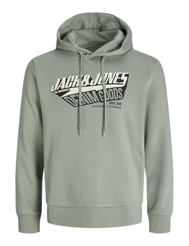Jack & Jones JJELOGO - Sudadera con Capucha para Hombre (Corte Regular), Iceberg Green, L