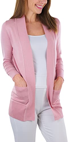 Image of ToBeInStyle Women's Long Sleeve Rib Banded Open Sweater Cardigan