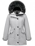 Picture of GGleaf Women's Winter Thicken Jacket Quilted Coat Puffer Parka with Removable Faux Fur Trim Hood New Grey X-Large