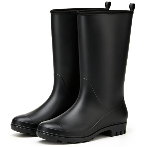 Image of XZV Wide Calf Rain Boots Women Waterproof PVC Rubber Boots