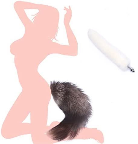 Butt Plug Fox Tail Cosplay Anal Plug Anal Butt Plug Adult Sex Toys for Beginner Women Men Couple (31" Black): 18 "White