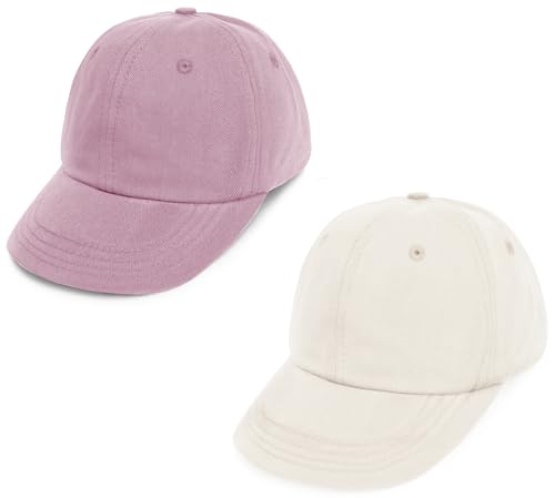 2 Packs Toddler Boys Girls Baseball Summer Hat Kids Baseball Cap Baby Sun Hat Cotton Dustypink&White 3-10T