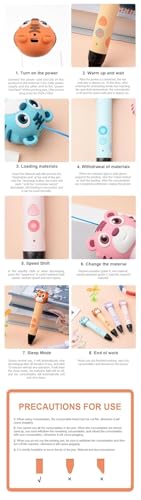Image of Magicwand 3D Printing Pen with Silicone Tiger Head &【3 Metre Each 3 Filaments & 10 Metre Each 3 Filaments Extra】【Pack of 1】