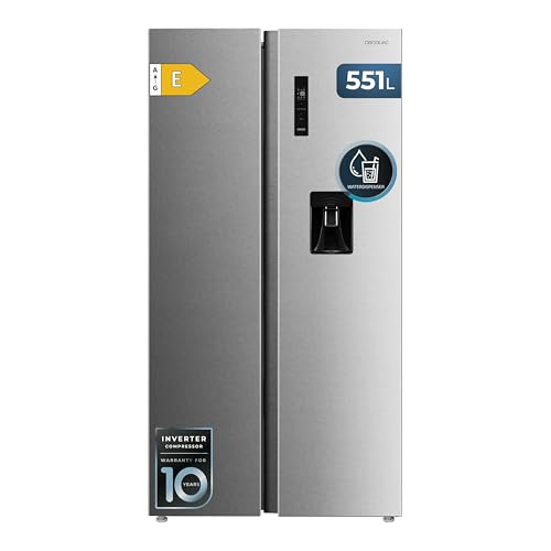 Cecotec Réfrigérateur Américain No Frost 551 L Bolero CoolMarket SBS 551 WD Inox E. 176 cm de Hauteur, 90 cm de Largeur, Classe E, Distributeur d'Eau,...