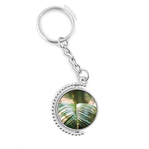 Llavero de cadena con cubo giratorio y cuadro de hoja verde natural