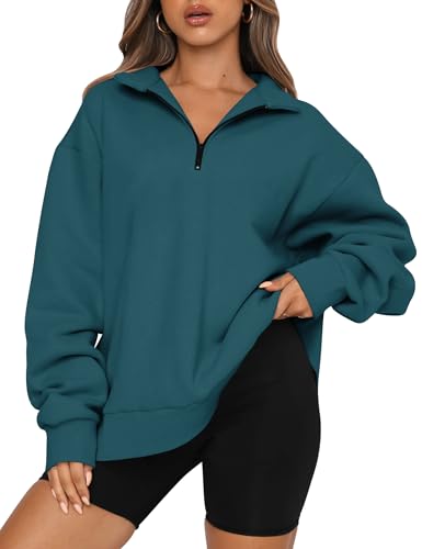 Image of Trendy Queen Women's Oversized Half Zip Fleece Sweatshirts-Cozy Pullover, Sweaters for Fall Winter