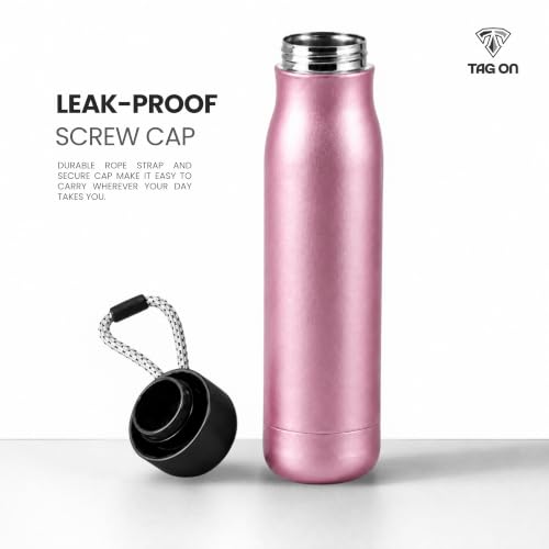 Image of 304 Stainless Steel Water Bottle 500 ml | Hot & Cold | Durable & Leak-Proof | For Office, Home, Kids, School For Women Men | 500ml water bottle | Pink