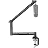 socodox Low Profile Mic Arm,Upgraded Microphone Boom Arm Stand with 7cm Desk Mount Clamp and 3/8" & 5/8" Adapter, Heavy Duty Mic Stand for Blue Yeti, Podcasting, Gaming, Holds Up to 4.4lbs, Black