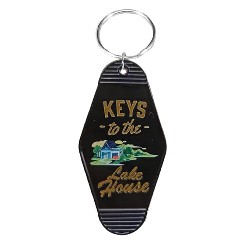 Keys to The Lake House Keychain – Retro Style Plastic Key Chain for Cabin, Lake Lovers, Housewarming Gift-black