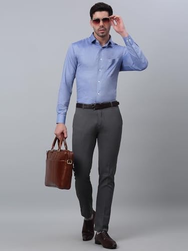 Image of Cantabil Cotton Self Design Full Sleeves Regular Fit Formal Shirt for Men with Pocket | Cotton Formal Shirt for Men | Formal Wear Shirts for Men (P MSHF00381)