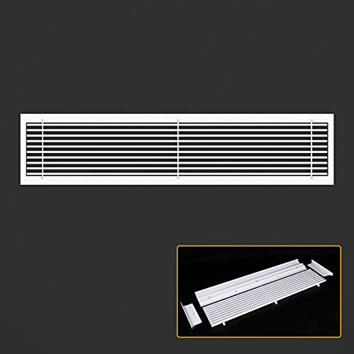 LBG Products 24" X 6" Air Grille, Aluminum Linear Bar Grilles, Removable Front Grille & Easy Airflow Fixed Bar Supply/Return Air Vent Grille, White [Outer Dimensions: 24.8"w X 6.8"h]
