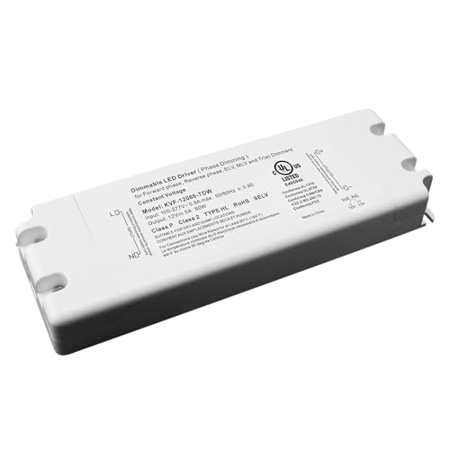 LED Driver 60W Triac Dimmable, Power Supply 100-277V AC to 12V DC, Low Voltage Transformer for Strip Lights, Compatible with Most Lutron &amp; Leviton dimmers, UL Class 2/P Listed