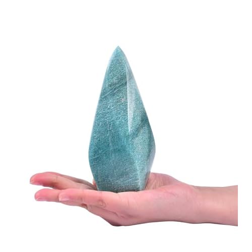 AMOYSTONE Decorative Stone Large Tower Amazonite Gemstone Spiral Wand 1-1.7 Lbs, Healing, Witchcraft, Table Decors 2X-Large Tianhe