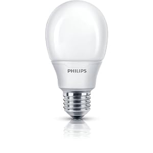 Philips Softone Compact Fluorescent Standard E27 Edison Screw Light Bulb, 8 W (38 W Equivalent, 10000 Hours) – Warm White