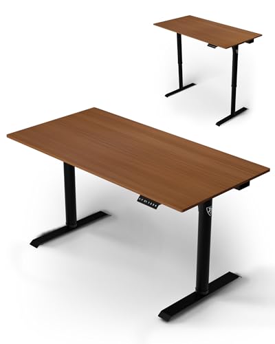 Image of Arozzi Arena Nordico Gamer Desk - 55x27.6 inch Electric Standing Table - PC Gaming Desk with Storage for Cables - Dual Cable Baskets, Split Tabletop, Monitor Arm Friendly - Dark Walnut