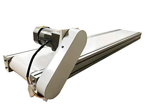 INTSUPERMAI PVC Flat Conveyor Belt Systems Mesa Type Adjustable Speed PVC Belt Conveyor Packaging Machine for Industrial Transport 59inch Length 7.8inch Width White PVC Belt 110V