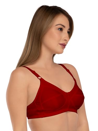 Image of DAISY DEE Women's Cotton Brassiere Non-Padded Wirefree Seamed Full Coverage Comfort-fit Cut and Sew, with Broader Band Regular /Dress /Saree Bra - NSHPU