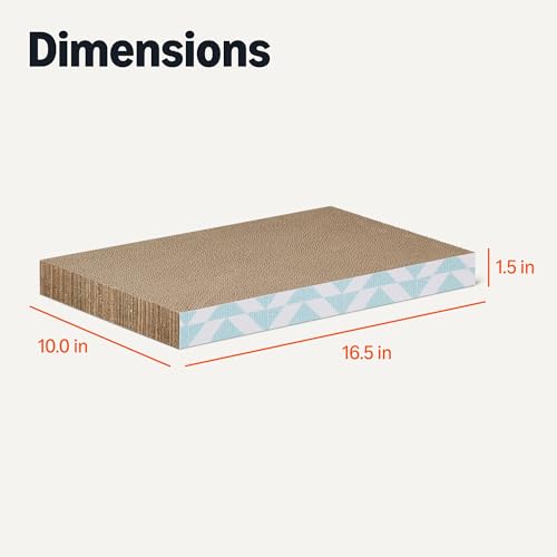 Amazon Basics Corrugated Cardboard Cat Scratchers, Reversible Double-Sided with Catnip, FSC-Certified, 16.5 x 10 x 1.5 in, 4-Pack, Blue - image 4