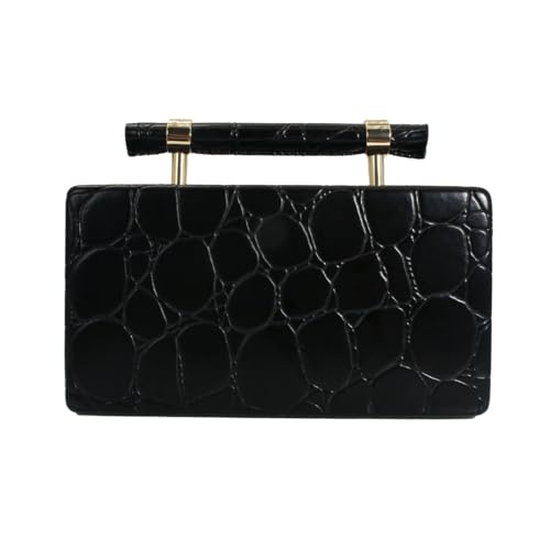 Women Faux Leather Evening Bag Stylish Gripe Clutch Handbag PU Shoulder Crossbody Bag for Party Formal Casual