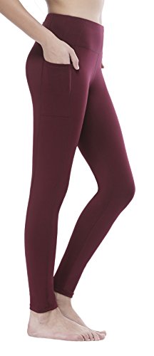 Sudawave - Mallas de Entrenamiento para Mujer con Bolsillo para Correr, Pantalones de Yoga, Mujer, Color Granate (Tobillo), tamaño XL