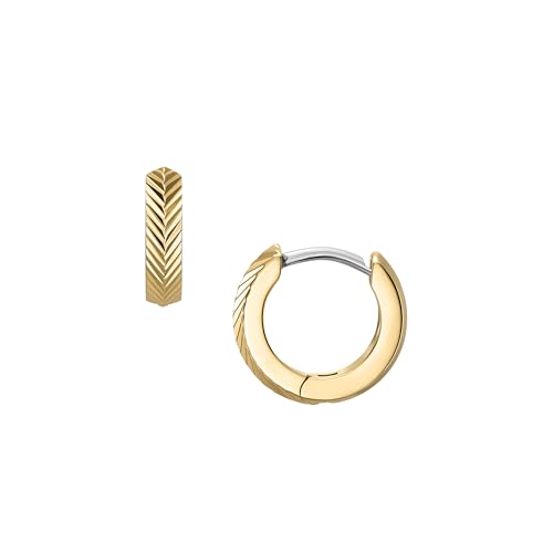 Fossil Women's Harlow Linear Texture Gold-Tone Stainless Steel Hoop Earrings (Model: JF04912710) by Fossil - Used condition - Image 2