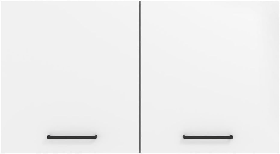 Madesa Hazel Wall Kitchen Storage Cupboard Cabinet with 2 Doors and Shelves 48 Inch Wooden Modern Organization Unit for Pantry - White