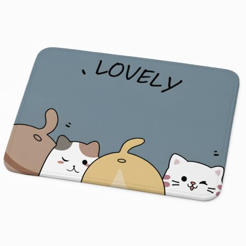 Image of Mouse Pad for Laptop & Desktop | 9x7 Inch Anti-Fray Stitched Edges | Non-Slip Rubber Base | Desk Setup Accessory for Students, Gamers & Professionals (Lovely Cats)
