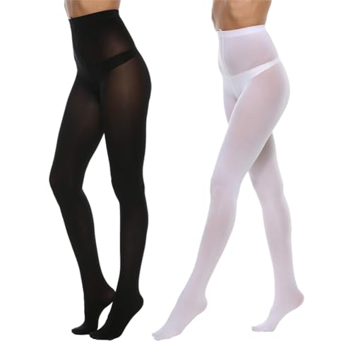 2 Pairs Womens Colored Tights High Waist Tights Soft Footed Tights Solid Color Pantyhose Stockings