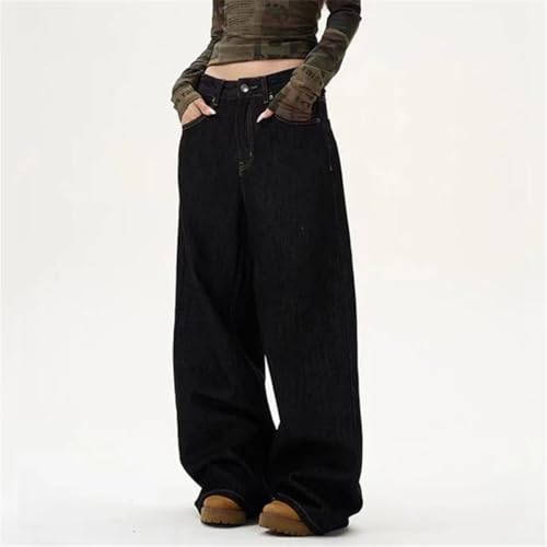 Men's Denim Pants Solid Color Straight Trousers Wide Leg Loose Jeans4