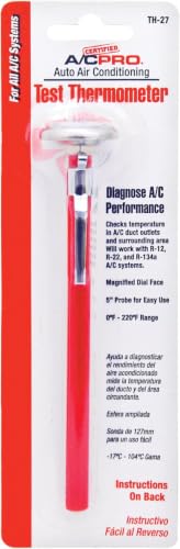 Image of Certified A /C Pro Car Air Conditioner Test Thermometer,Helps Diagnose AC Performace & Checks Outlet Duct Temperature and Ambient Temperature,Includes Holder-& Clip,InterDynamics,(Pack of 12)