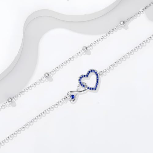Image of Anklet for Women 925 Sterling Silver Double Infinity Ankle Bracelet Waterproof Summer Jewelry Anniversary Birthday Gifts for Her