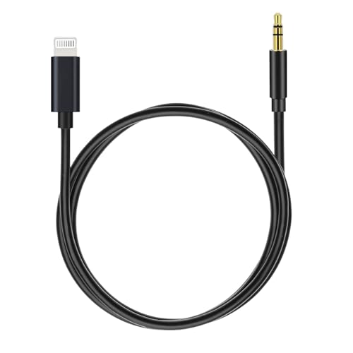 VIEVRE Aux Kabel 1M, Aux Adapter auf 3.5mm Audio für iPhone, Aux Lightning Kabel für iPhone SE/14/14 Pro/14 Plus/13/13 ProMax/12/11/X/XS/XR/8 Car Audio, Auto-Lautsprecher, Schwarz