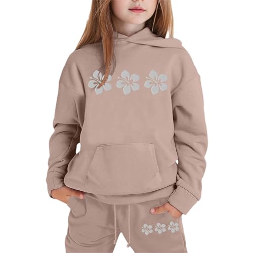 Chándal estampado de dos piezas para niñas pequeñas, sudadera con capucha y pantalón deportivo, ropa informal de moda # L