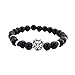 Pusheng Lava Rock Stone Bead Bracelets Set Beeded Lion Leopard Elastic Bracelet,8MM