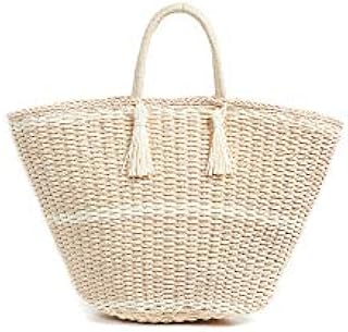 Hat Attack Women's Large Soft Wicker Weave Tote, Natural, Off White, One Size